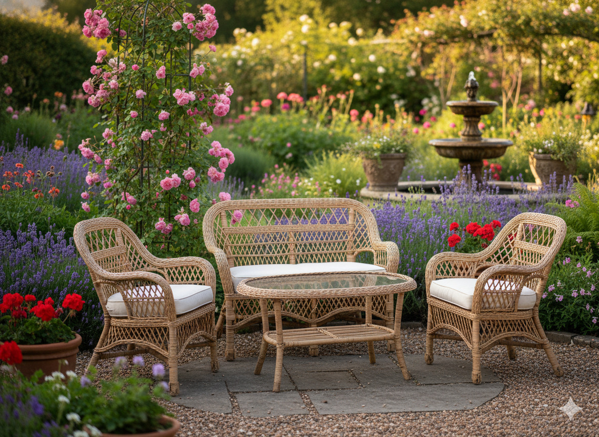 Repaired wicker furniture set